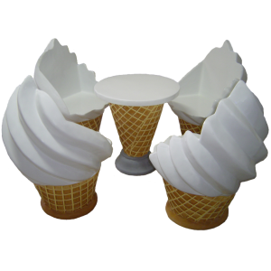 Stolek s křesly ve tvaru zmrzliny 3D